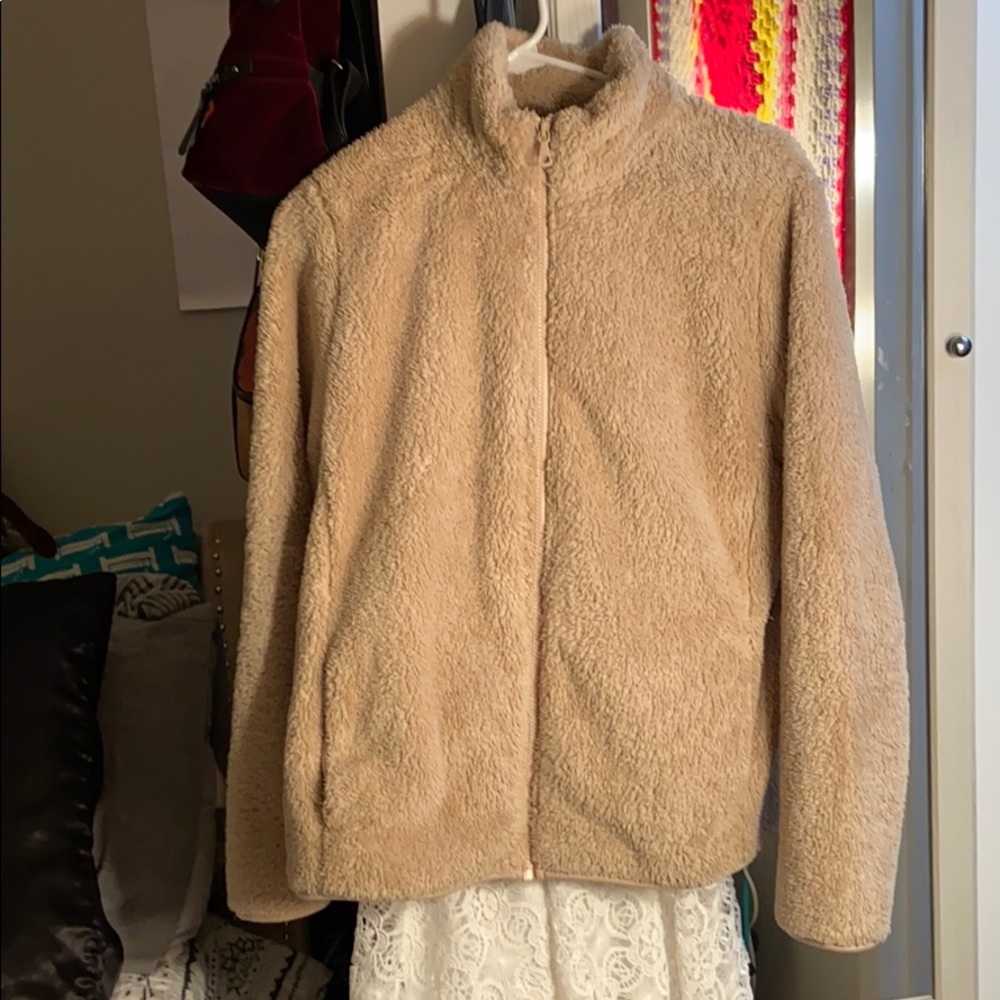Light tan hood less jacket